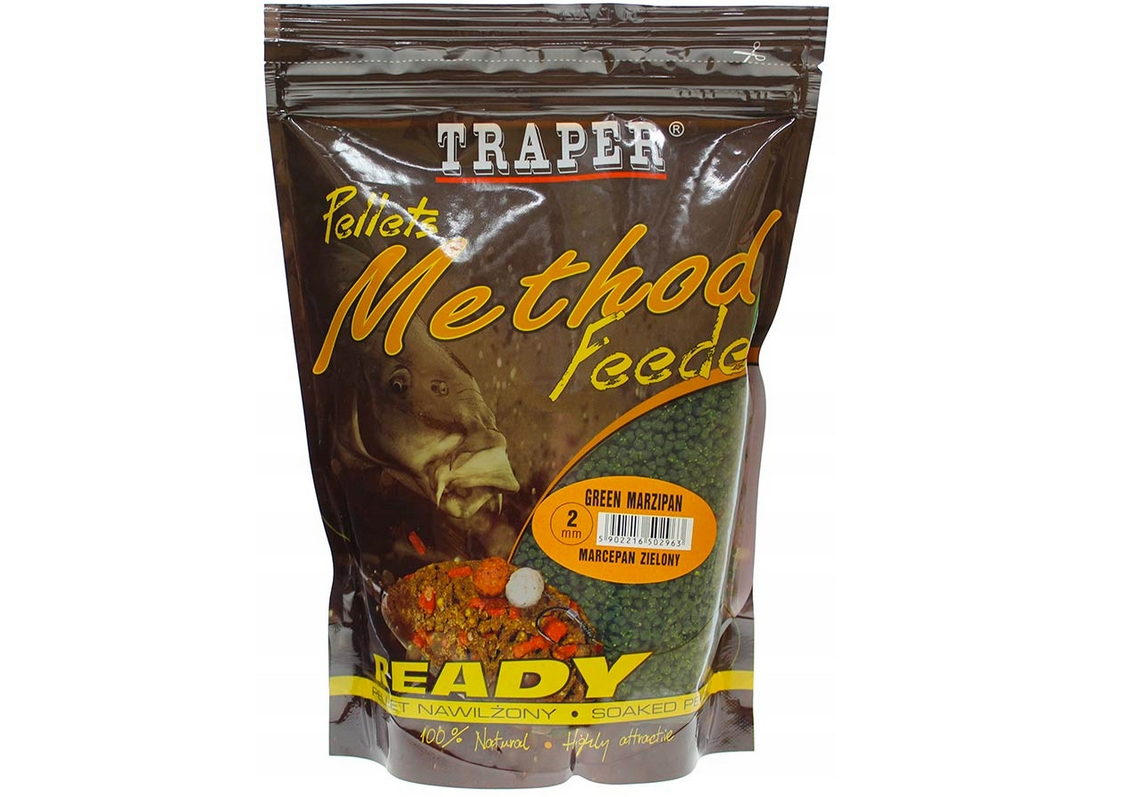Pellet METHOD FEEDER READY Traper nawilżony 2mm 500g Marcepan zielony