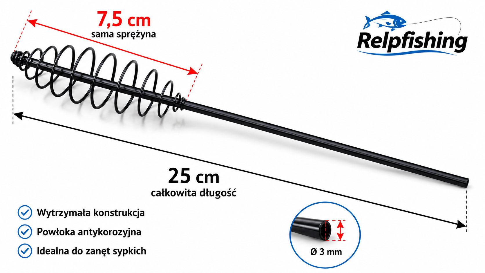 sprężyna zanętowa 25 cm relpfishing bez obciążenia do zanęty sprężyna zanętowa 25 cm relpfishing bez obciążenia do zanęty