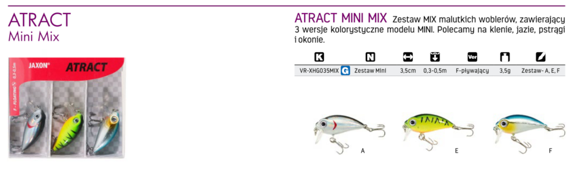 zestaw woblerów woblery jaxon atract mini 3,5cm 10g 3szt. zestaw woblerów woblery jaxon atract mini 3,5cm 10g 3szt.